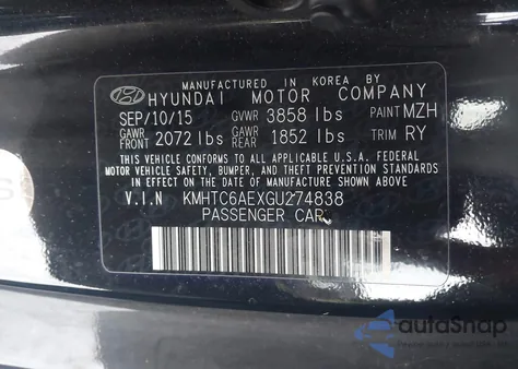 2016 Hyundai Veloster Turbo R-Spec из США, поврежденный, VIN KMHTC6AEXGU274838